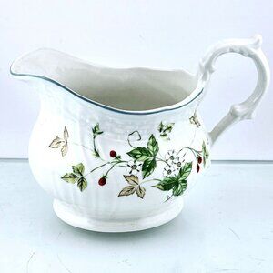 Mikasa Strawberry Fair Antique Green Creamer 3.5" berries & blossom vintage 1982